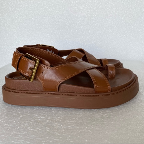 Zara Brown Women's Faux Leather Flat Strappy Sandals Size 36 US 6 - Picture 5 of 13